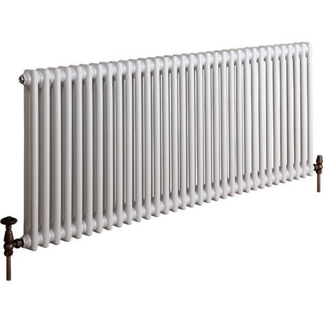 Milano Windsor White Cast Iron Style Double Column Horizontal Radiator - 600mm x 1505mm