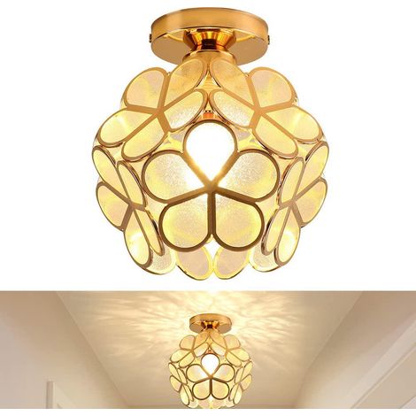Lustre, plafonnier en verre de fleur de cerisier lustre en fleur lampe lustre en forme de pétale éclairage suspendu abat-jour rose transparent plafonnier couloir salon (couleur chaude) (1/5)