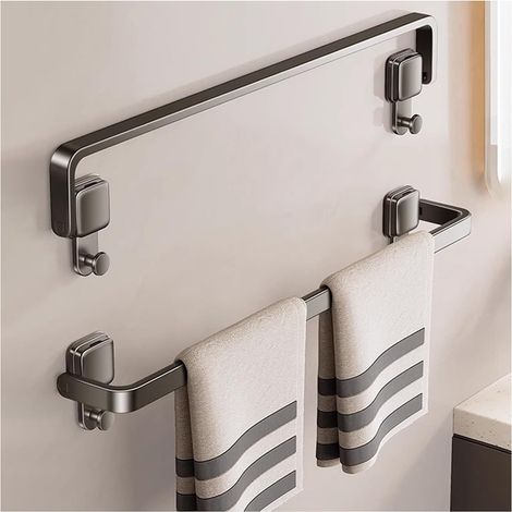 Porte-serviettes mural de salle de bain sans perforation, support de rangement pour toilettes à tige unique (1/5)