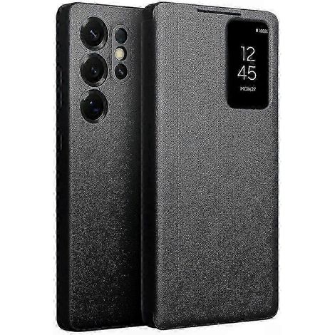 Coque Cuir avec Fenêtre pour S25 Ultra, Housse à Rabat avec Écran Visible, Étui Premium en Cuir Véritable pour Smartphone, Protection Complète avec Portefeuille, Accessoire pour Samsung Galaxy S25 Ult (1/5)