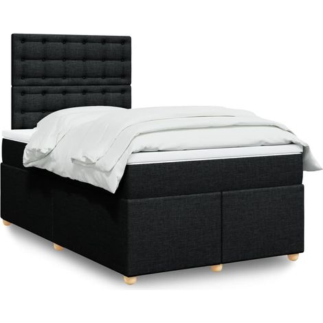 Boxspringbett mit Matratze Schwarz 120x200 cm Stoff