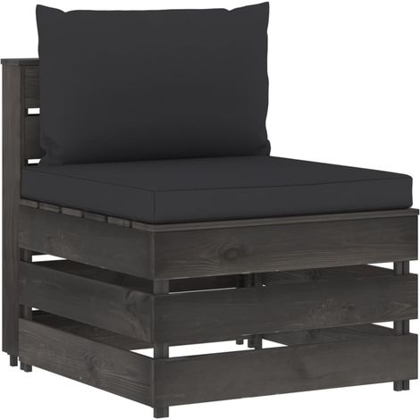 Canapé central sectionnel Contemporain - Sofa Divan Banquette - avec coussins Bois imprégné de gris Chic-897133 (1/4)