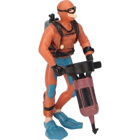 Décorations de plongeur pour aquarium en résine sûre, position ajustable, avec boule flottante orange (1/5)