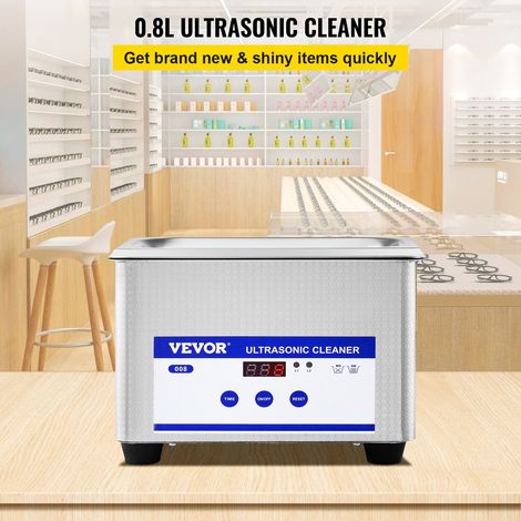 Machine de Nettoyage à Ultrasons 0,8 L, Professionel Nettoyeur à Ultrasons Écran Affichage LED, Nettoyeur Ultrasons Acier Inoxydable pour Le Nettoyage des Bijoux Pièces de Monnaie Lunettes (1/5)