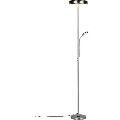 LED Stehlampe Standleuchte Bürolampe Nickel matt dimmbar Fernbedienung H 183 cm