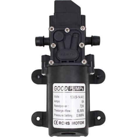 Pompe aspirante à membrane haute pression 12V 6A 72W 6L, tuyau droit