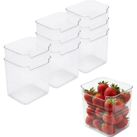 Kunststoff Kühlschrank Organizer klein 12 x 11 cm transparent - 9er Set - Aufbewahrungsbox für die Küche lebensmittelecht