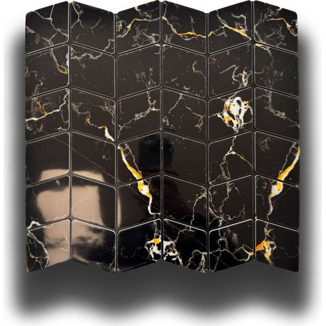 Piastrelle 3D Autoadesive in PET acustiche e isolanti 30x30cm (4mm spessore) ROMBI Marmo nero