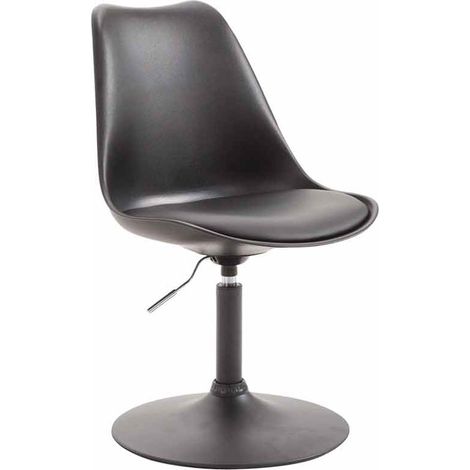 Chaise de salle à manger x1 pivotante hauteur réglable en plastique noir et pied trompette en métal noir 100003765 (1/3)