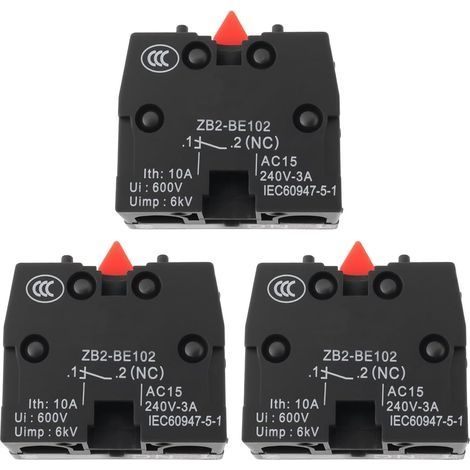 Lot de 3 Interrupteurs ¨¤ Bouton-poussoir ¨¤ R¨armement Automatique ZB2-BE102 Compatible avec Schneider Les Interrupteurs Normalement Ferm¨s (1/5)