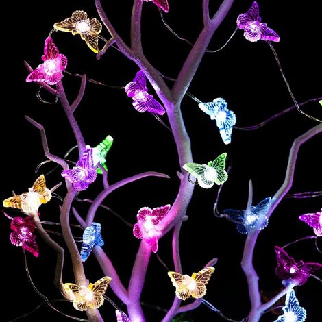 Guirlande lumineuse papillon, 3 m, 30 LED, à piles, pour mariage, fête, jardin, décoration de Noël, décoration de printemps, extérieur et intérieur (1/5)