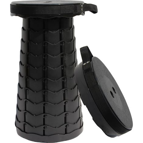 Tabouret de Camping télescopique Pliable léger pour extérieur, pêche, randonnée, Barbecue, maximale de 200 kg-Noir (1/5)