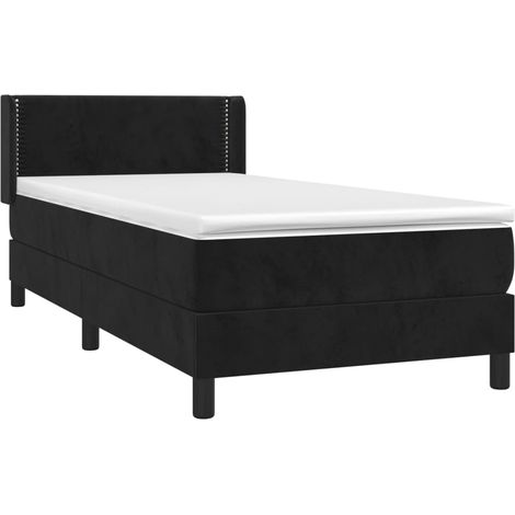 Sommier à lattes de lit avec matelas Noir 90x190 cm Velours vidaXL (1/5)