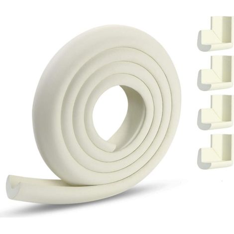 Protection des Bords et Coins de Meubles,2 Mètres Protection Mousse Sécurité avec 4 Angles, Kit de Sécurité pour Bien Protéger Les Enfants, Blanc Crème