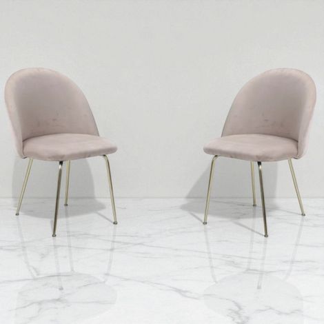 Sedia poltroncina in velluto Tortora con gambe in metallo Oro - PARIS 2 sedie (1/5)