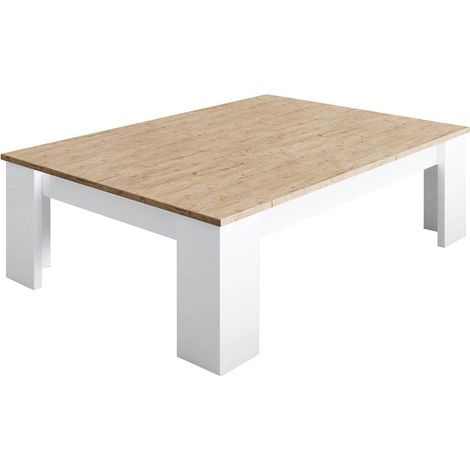 CHRIS OAK - Table Basse Laquée Blanc Brillant Aspect Bois