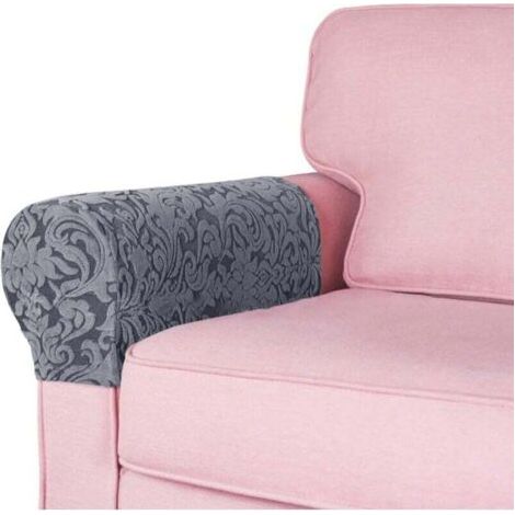 2 Pièces Housse Extensible pour Accoudoirs de Canapé, Amovible et Facile à Nettoyer, Confortable (Gris Foncé) (1/4)
