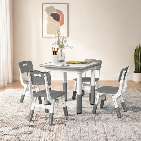 Ensemble table et chaises enfant gris en MDF 60 x 60 x 58 cm (1/5)