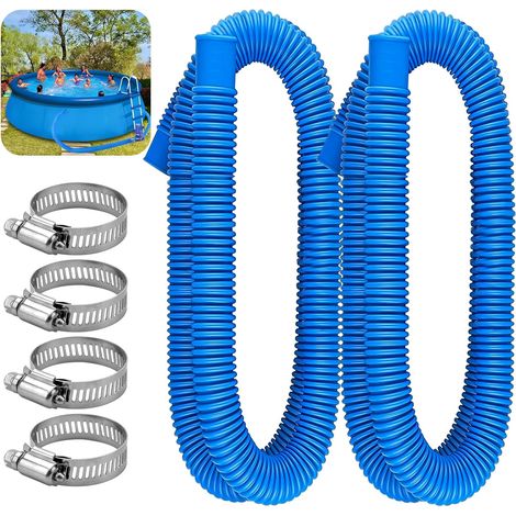 Schwimmbadschlauch – 32 mm – Länge: 150 cm – Blau – 2 Rohre – Für Filterpumpe und Salzwassersysteme (1/2)