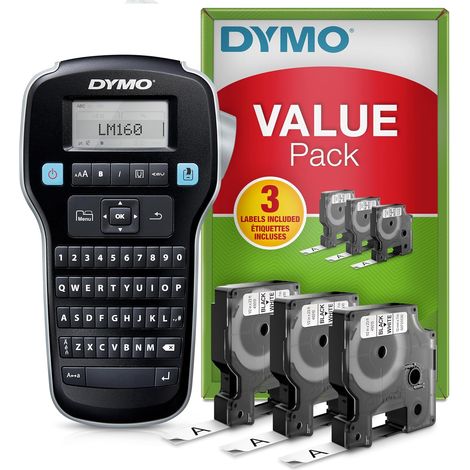 Kit d'initiation d'étiquetage  Imprimante d'étiquette Portable  avec 3 Rouleaux de Ruban adhésif Dymo D1  Clavier QWERTY  Idéal pour Un Usage Domestique ou bureautique (1/5)