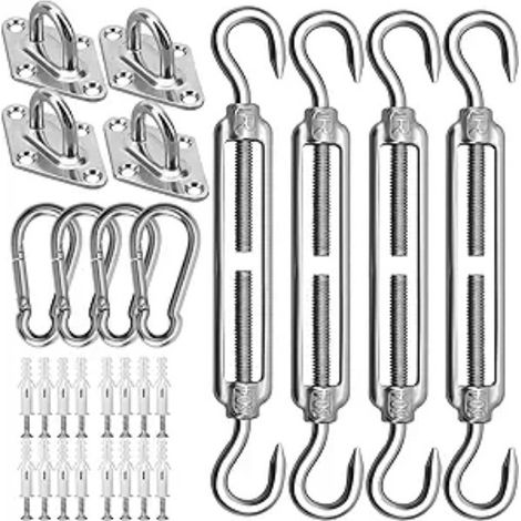M6 Sonnensegel Befestigungsset Robustes Sonnensegel Edelstahl Hardware-Kit für Dreieck und Quadrat Rechteck Sonnensegel Befestigungszubehör