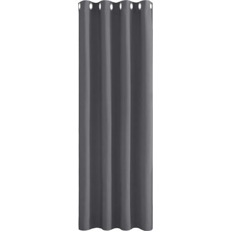 QAZQA Rideau Occultant - Rideau Thermique Isolant Anti Froid Rideaux à Oeillets Décoration Chambre Fenetre, Bloquer Lumineux & Prêt à Poser, L 132 x H 160 cm, Gris, 1 Panneau