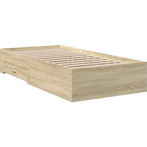 Cama con cajones madera ingeniería roble Sonoma 90x200 cm vidaXL