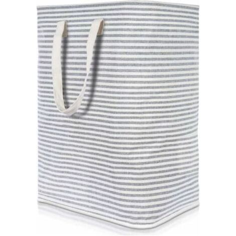 72L Panier à linge avec manche en bois, Panier à Linge Sale 72L Tissu Imperméable Pliable avec Grande Capacité Gris, 40x30x60cm,Grand panier a linge sale pour chambre salon chambre d'enfant salle de b (1/4)