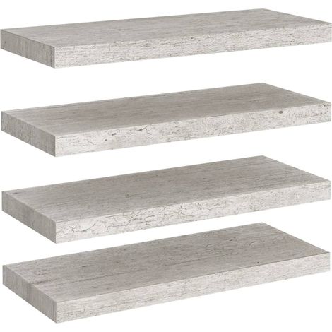 Étagères murales 4 pcs,Étagère flottante gris béton 60x23,5x3,8 cm MDF CFW59285 (1/5)