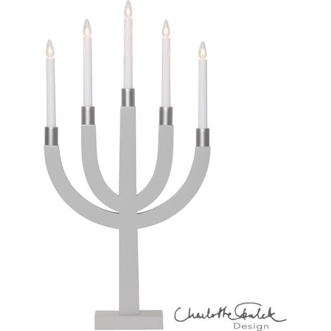Star Trading Chandelier 'Elias', 5-flamme, détails argentés, pin, gris (1/4)