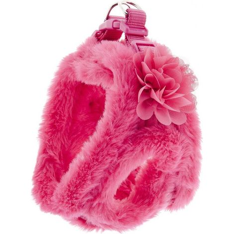 Pettorina in peluche fucsia con fiocco modello Sweety per cani: S 32-39 cm