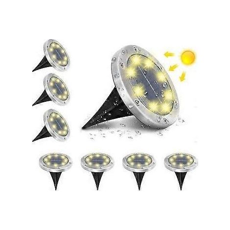 Lumire Solaire Extrieur Jardin Au Sol Extrieur 8 LED 3000K Blanc Chaud Etanche IP65 Spot Solaire Extrieur Chemin Terrasse Cour Spots Solaires Encastra (1/3)