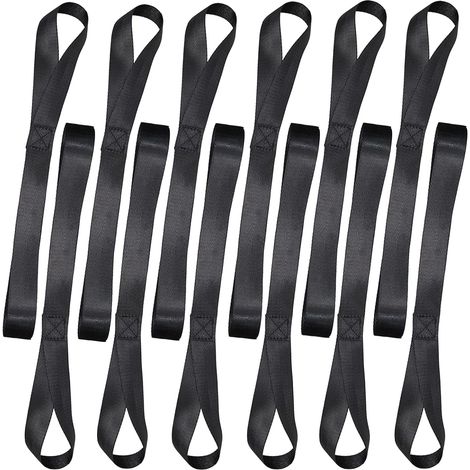 Lot de 12 sangles d'arrimage nylon noir, 46 x 2,5 cm, charge 50 kg, moto vélo bagage, boucles (1/5)