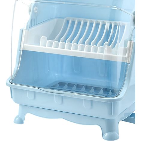 Küchengeschirr-Aufbewahrungsset, Mini-Schüssel-Abtropfgestell mit Deckel, multifunktionales Schüssel- und Tellergestell, nordisches Blau, für den Hausgebrauch. (1/3)