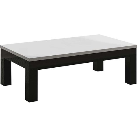 DEYTON - Table Basse L127cm Laquée Noir et Blanc Brillant (1/3)