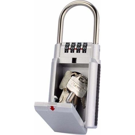 Padlock Key Box, Coded Key Box, Combination Storage Box, Secure Storage - Silver (1/4)