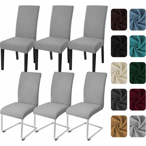 Lot de 6 housses de chaise extensibles pour chaise basculante - Amovible et lavable - Protection pour cuisine, restaurant, hôtel, banquet, mariage (gris clair, 6 pièces) (1/5)