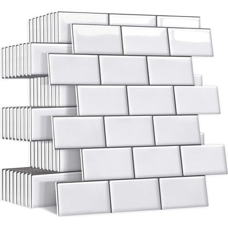 Linghhang – Crédence adhésive murale 10 pièces – Vinyle imperméable 30,5 x 30,5 cm – Faux carrelage pour cuisine et salle de bain – Installation facile (1/5)