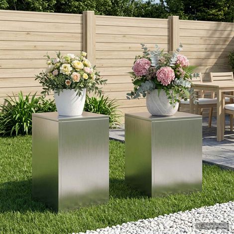 vidaXL Plant Stand 2 pcs Silver 30 x 30 x 40 cm Steel (1/5)