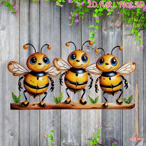 Décoration murale abeille en fer forgé 2D - pour patios, jardins, salons et clôtures extérieures (1/5)