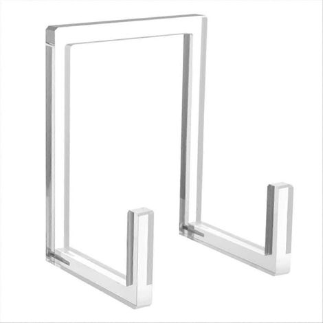 Présentoir pour assiette, support carré en acrylique transparent, chevalet pour cadre photo ou livre, 1 pièce (1/5)