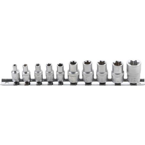 KRAFTMANN 9548 JEU DE DOUILLES À PROFIL E 6,3 MM (1/4'') 10 MM (3/8'') E4 E16 10 PIÈCES (1/5)