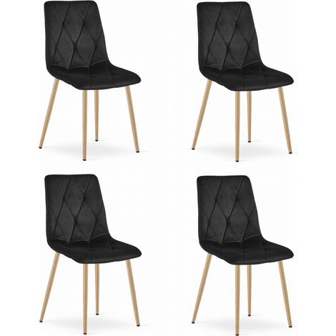 Sedia Libra - velluto nero / gambe color legno x 4 (1/5)