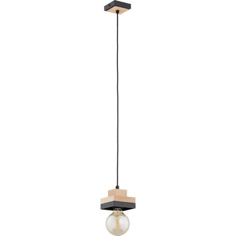 Suspension déco LARSO géométrique noir bois 1xE27 15W Alfa (1/2)