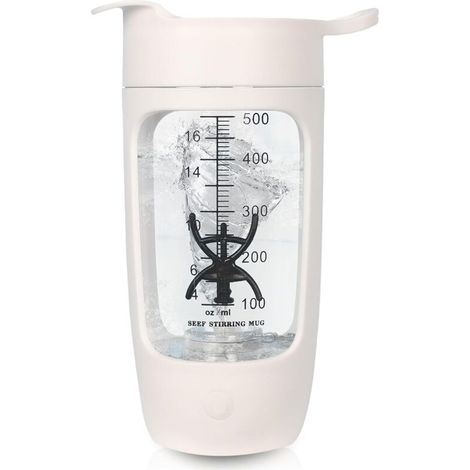 Shaker électrique - 600 ml - Mixeur électrique rechargeable par USB - Bouteille shaker pour shaker protéiné et milk-shake (blanc) (1/4)