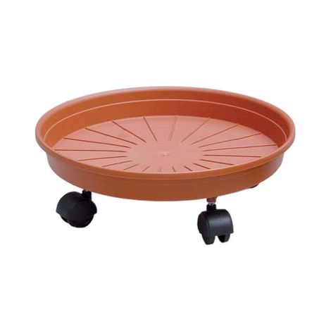 SOTTOVASO TONDO + RUOTE MARGHERITA ICS - PP TERRACOTTA X VASO CM 35- 3 pezzi