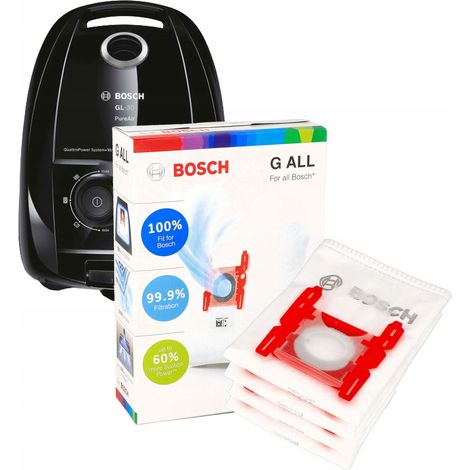 Sacchetti per aspirapolvere sintetici Bosch G ALL, tipo G, confezione da 8 pezzi. (1/4)