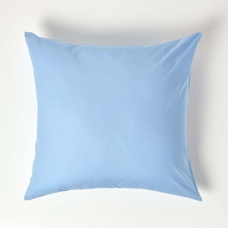 HOMESCAPES Taie d'oreiller unie en coton égyptien 200 fils Bleu, 60 x 60 cm