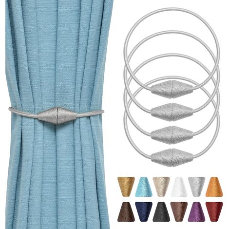Set of 4 magnetic curtain tiebacks 46 cm (grey) (1/5)