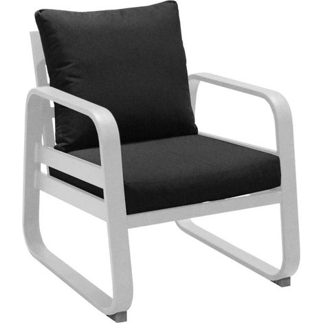 PROLOISIRS Fauteuil détente de jardin Tonio blanc/gris - Aluminium - coussins déhoussables (1/3)
